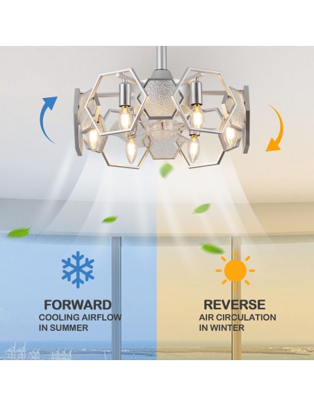 Oaks Aura 19” Glass Ceiling Fan with Lights and Remote Control, 6-Speed DC Motor Ceiling Lighting