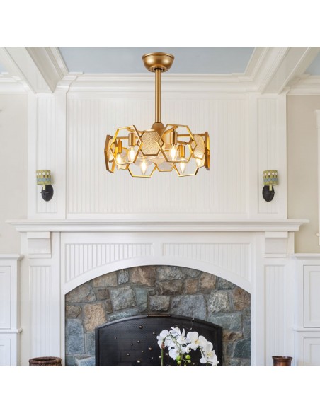 Oaks Aura 19” Glass Ceiling Fan with Lights and Remote Control, 6-Speed DC Motor Ceiling Lighting