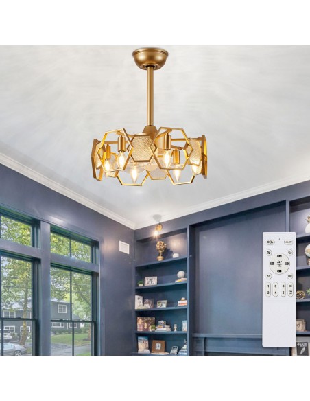 Oaks Aura 19” Glass Ceiling Fan with Lights and Remote Control, 6-Speed DC Motor Ceiling Lighting