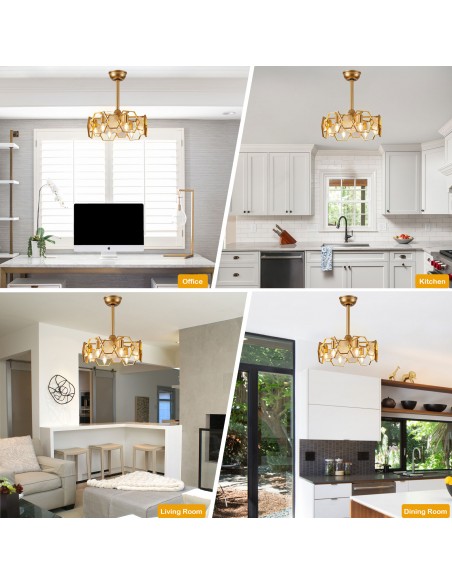 Oaks Aura 19” Glass Ceiling Fan with Lights and Remote Control, 6-Speed DC Motor Ceiling Lighting