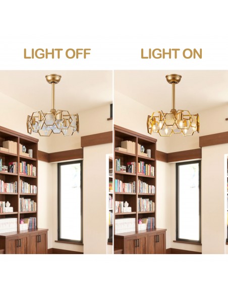 Oaks Aura 19” Glass Ceiling Fan with Lights and Remote Control, 6-Speed DC Motor Ceiling Lighting