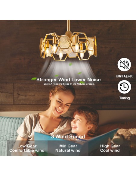 Oaks Aura 19” Glass Ceiling Fan with Lights and Remote Control, 6-Speed DC Motor Ceiling Lighting