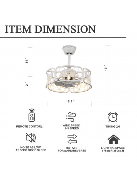 Oaks Aura 18" Farmhouse Ceiling Fan with Lights and Remote Control