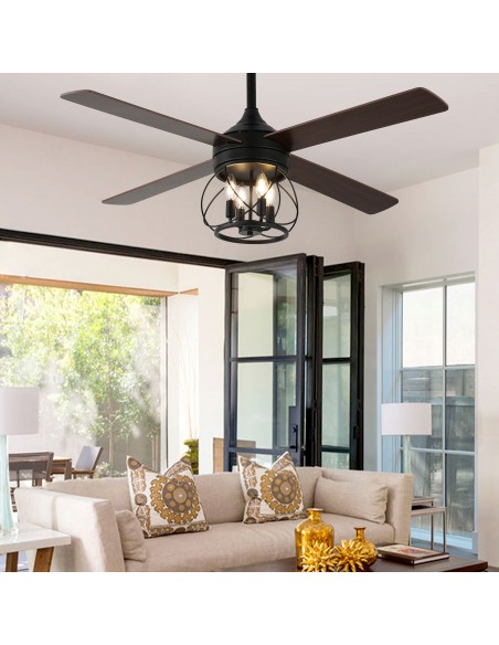 Oaks Aura 52" 4-Blade Reversible Ceiling Fan with Remote Control and Light Kit Included