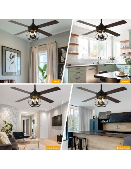 Oaks Aura 52" 4-Blade Reversible Ceiling Fan with Remote Control and Light Kit Included