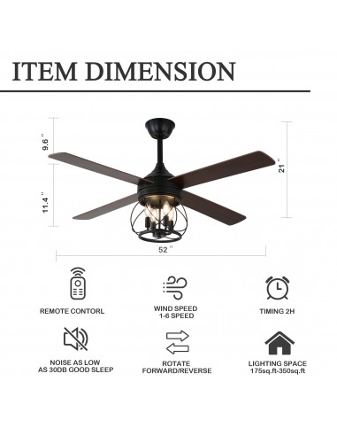 Oaks Aura 52" 4-Blade Reversible...