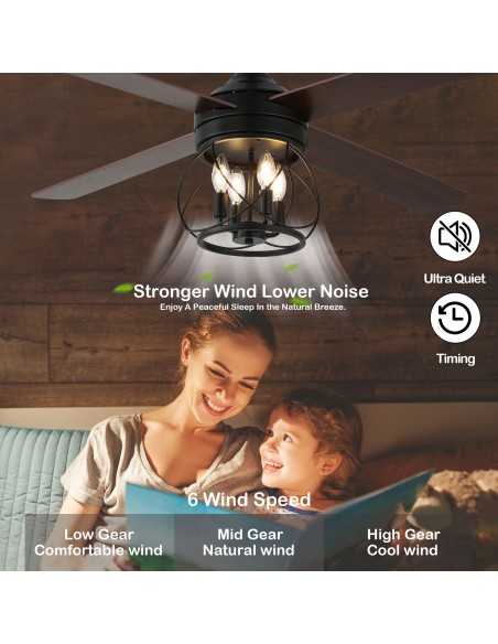 Oaks Aura 52" 4-Blade Reversible Ceiling Fan with Remote Control and Light Kit Included