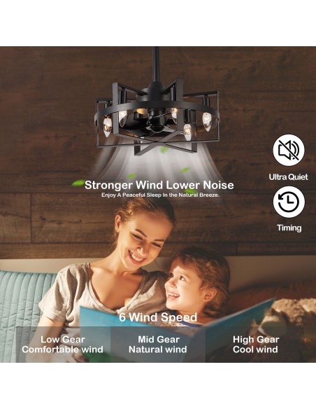Oaks Aura 18" 6-Light Ceiling Fan with Lights and Remote Control, 6-Speed