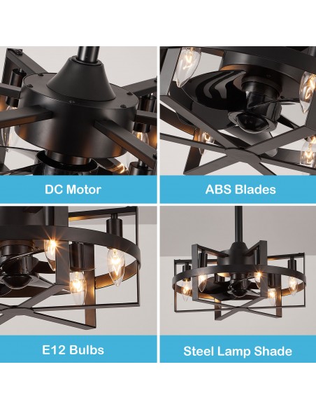 Oaks Aura 18" 6-Light Ceiling Fan with Lights and Remote Control, 6-Speed