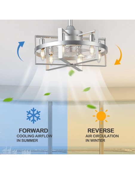 Oaks Aura 18" 6-Light Ceiling Fan with Lights and Remote Control, 6-Speed