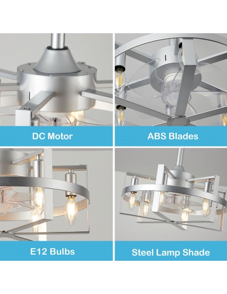 Oaks Aura 18" 6-Light Ceiling Fan with Lights and Remote Control, 6-Speed