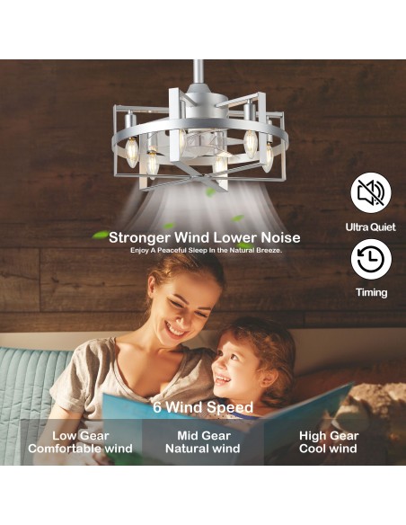 Oaks Aura 18" 6-Light Ceiling Fan with Lights and Remote Control, 6-Speed