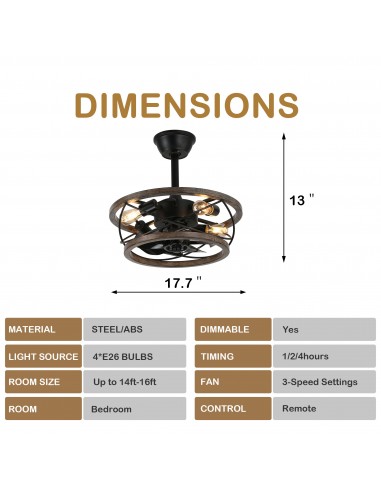 Oaks Aura 18" 4-Lights Farmhouse Wood...