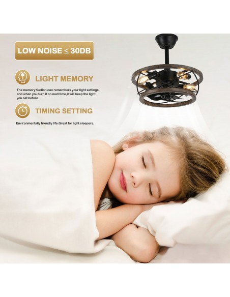 Oaks Aura 18" 4-Lights Farmhouse Wood Ceiling Fan with Lights and Remote Control