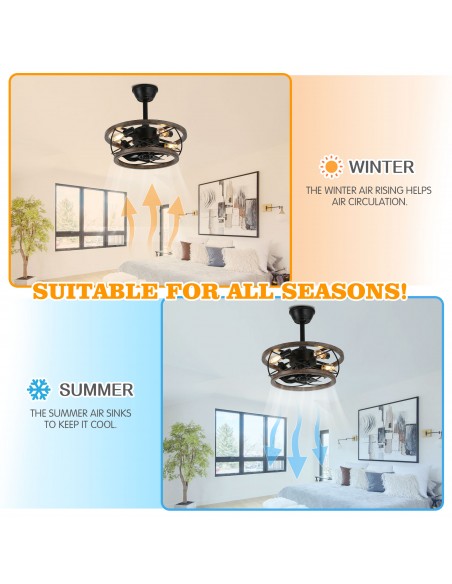 Oaks Aura 18" 4-Lights Farmhouse Wood Ceiling Fan with Lights and Remote Control