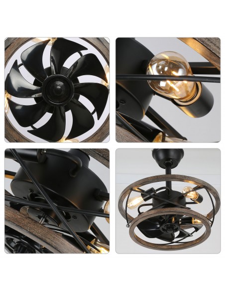 Oaks Aura 18" 4-Lights Farmhouse Wood Ceiling Fan with Lights and Remote Control