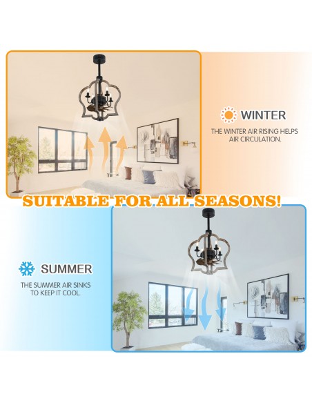 Oaks Aura 15" Wooden Crown Caged Ceiling Fan with Lights and Remote Control