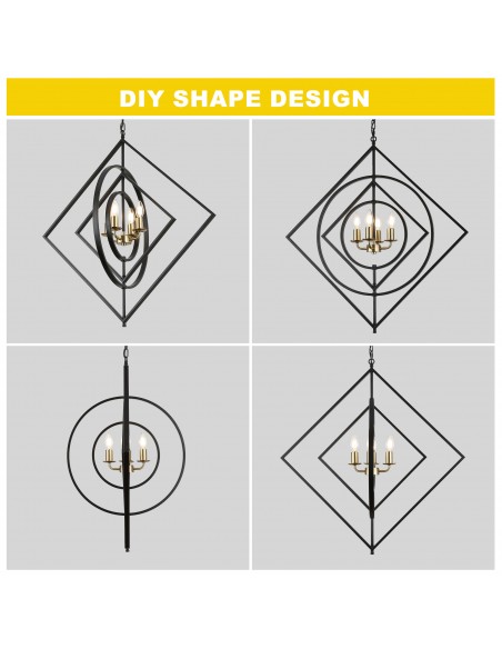 Oaks Aura 4-Light DIY Shape Chandelier Geometric Adjustable Height Pendant Light