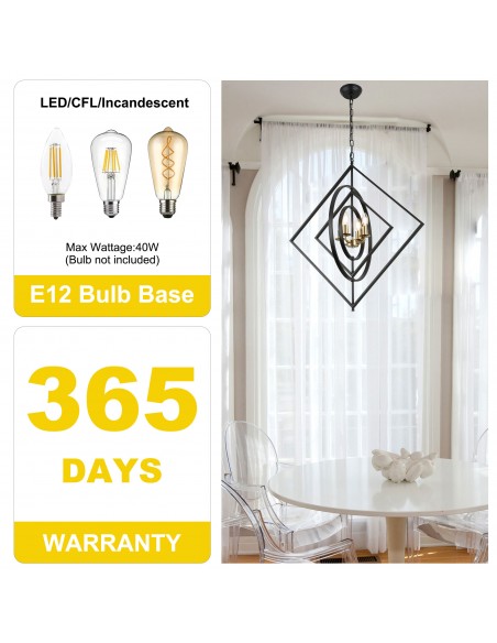 Oaks Aura 4-Light DIY Shape Chandelier Geometric Adjustable Height Pendant Light