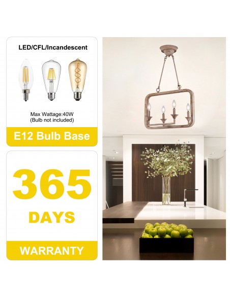 Oaks Aura Rustic Wood Finish Adjustable 4-Light Chandelier for Living Room, Bedroom