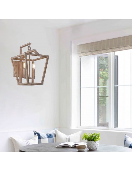 Oaks Aura Wood Finish 2-Light Rectangular Wall Sconce