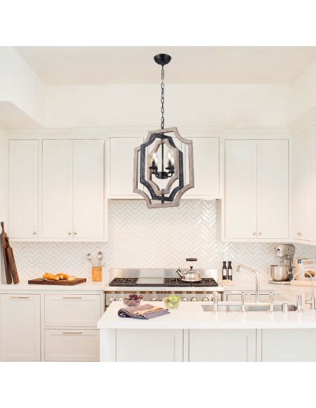 Oaks Aura 4-Light Rectangular Chandelier with Adjustable Height