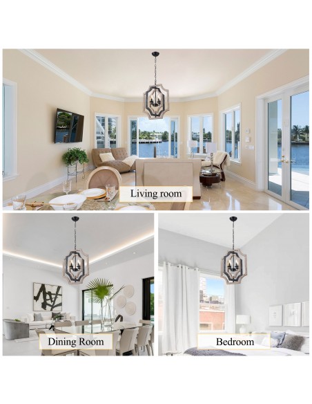 Oaks Aura 4-Light Rectangular Chandelier with Adjustable Height