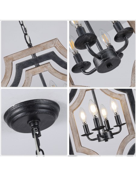 Oaks Aura 4-Light Rectangular Chandelier with Adjustable Height