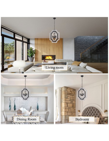 Oaks Aura 4-Light Rectangular Chandelier with Adjustable Height