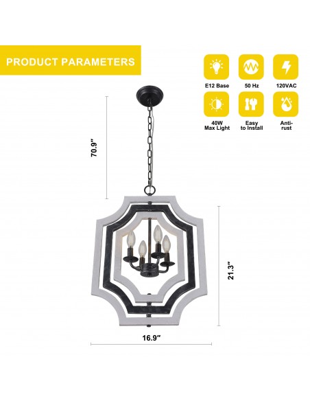 Oaks Aura 4-Light Rectangular Chandelier with Adjustable Height