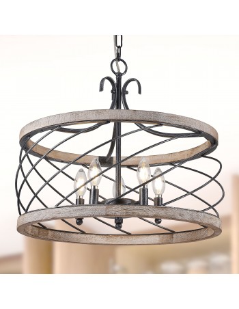 Oaks Aura 5-Light Wood Drum...