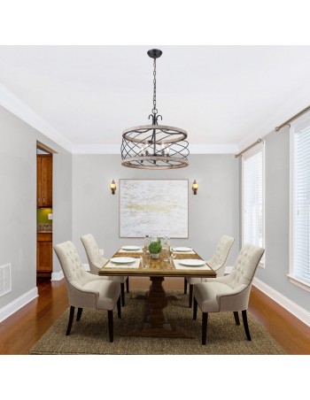 Oaks Aura 5-Light Wood Drum... 2