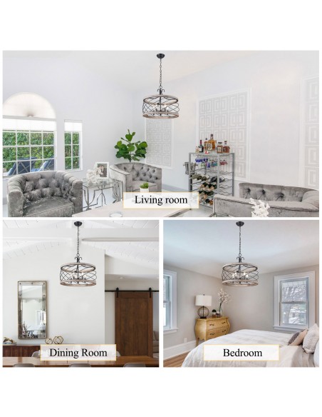 Oaks Aura 5-Light Wood Drum Chandelier with Adjustable Height