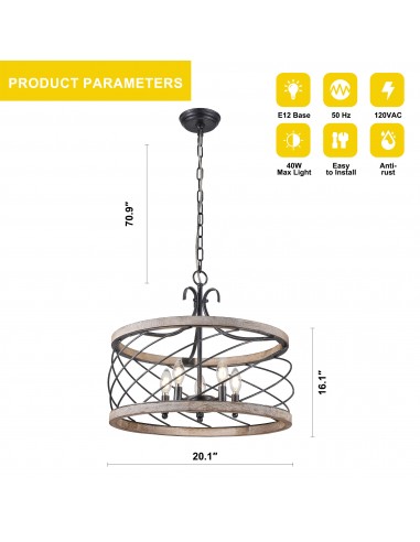 Oaks Aura 5-Light Wood Drum...