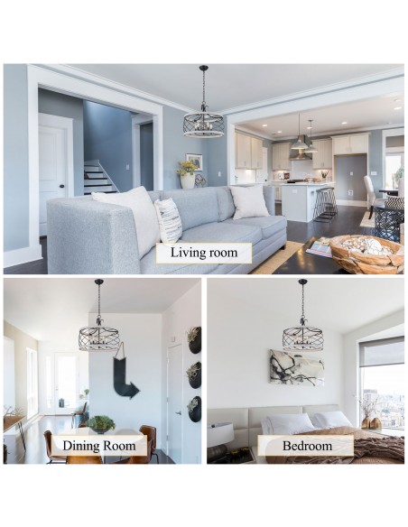 Oaks Aura 5-Light Wood Drum Chandelier with Adjustable Height