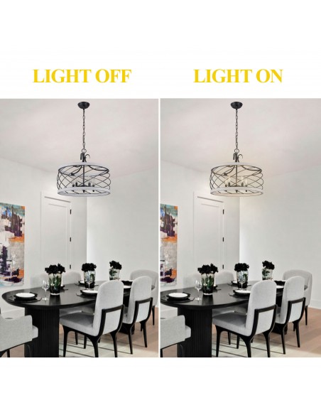 Oaks Aura 5-Light Wood Drum Chandelier with Adjustable Height