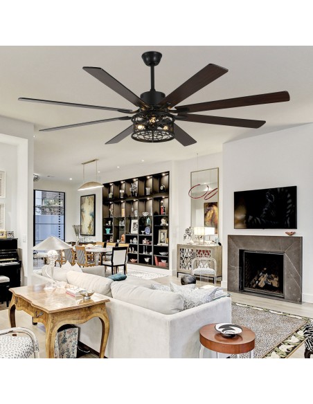 Oaks Aura 72 inch Black Ceiling Fan with Lights and Remote Control