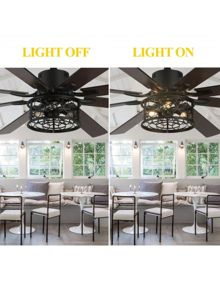 Oaks Aura 72 inch Black Ceiling Fan with Lights and Remote Control