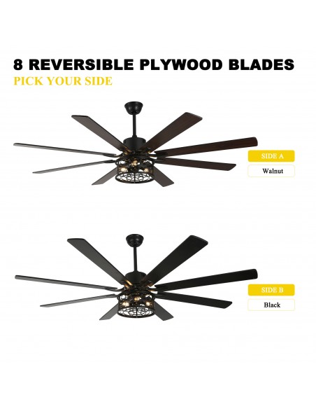 Oaks Aura 72 inch Black Ceiling Fan with Lights and Remote Control