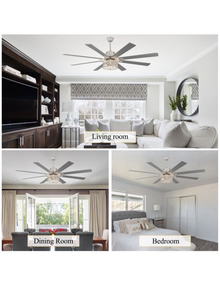 Oaks Aura 72 inch Black Ceiling Fan with Lights and Remote Control