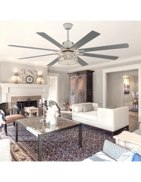 Oaks Aura 72 inch Black Ceiling Fan with Lights and Remote Control