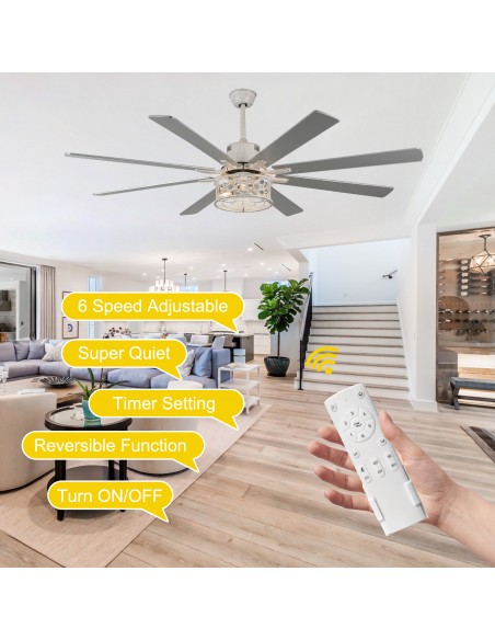 Oaks Aura 72 inch Black Ceiling Fan with Lights and Remote Control