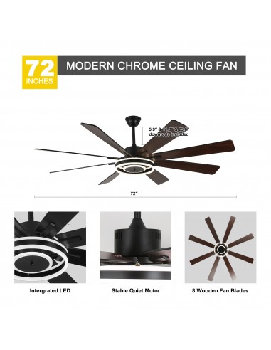Oaks Aura 72" Smart Black Ceiling Fan...