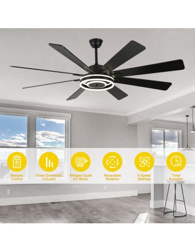 Oaks Aura 72" Smart Black Ceiling Fan...