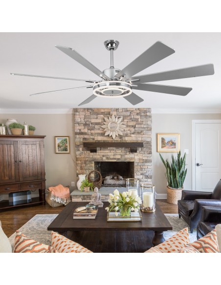 Oaks Aura 72" Smart Black Ceiling Fan with LED Light Kit & Remote, 6-Speed Quiet DC Motor, 3-Color Temperature