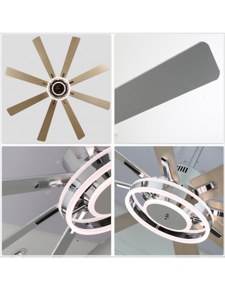 Oaks Aura 72" Smart Black Ceiling Fan with LED Light Kit & Remote, 6-Speed Quiet DC Motor, 3-Color Temperature