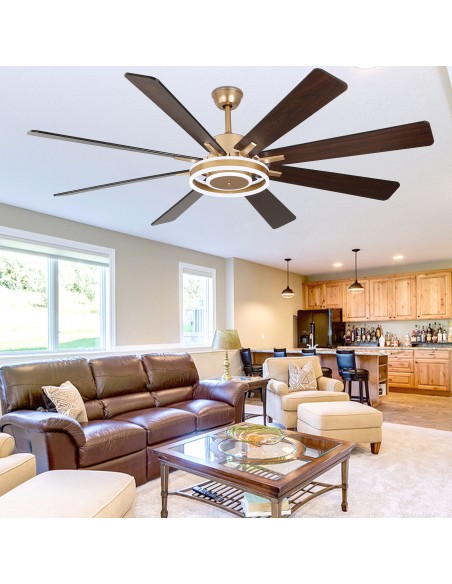 Oaks Aura 72" Smart Black Ceiling Fan with LED Light Kit & Remote, 6-Speed Quiet DC Motor, 3-Color Temperature