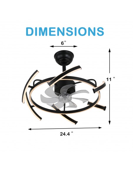 Oaks Aura DIY Shape Adjustable Ceiling Fan with Lights Remote&APP Control 3-Color Changing 6-Speed