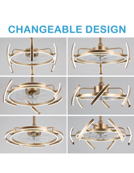 Oaks Aura DIY Shape Adjustable Ceiling Fan with Lights Remote&APP Control 3-Color Changing 6-Speed