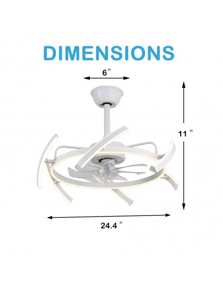 Oaks Aura DIY Shape Adjustable Ceiling Fan with Lights Remote&APP Control 3-Color Changing 6-Speed
